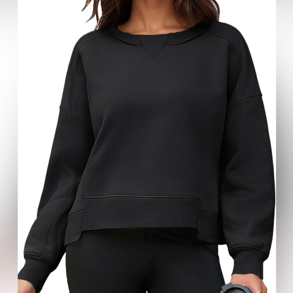 NWT Cropped Sweatshirt for Women Crewneck Fleece Pullover Tops Oversized, Sz S